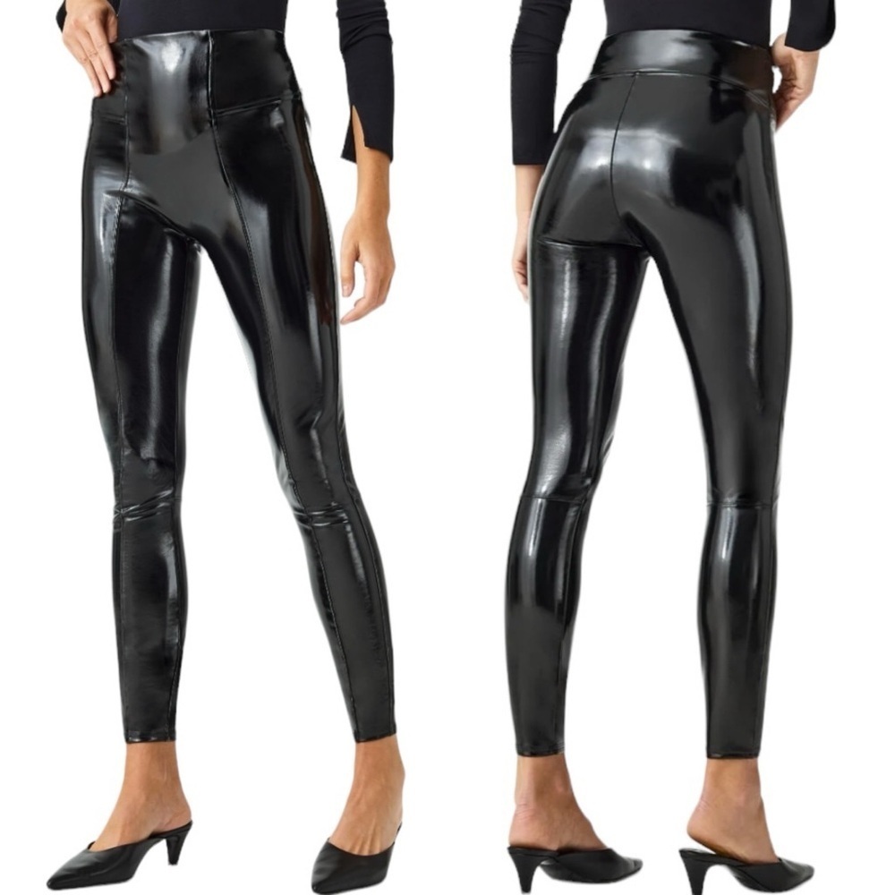 SPANX Glossy Black High-Waist Leggings